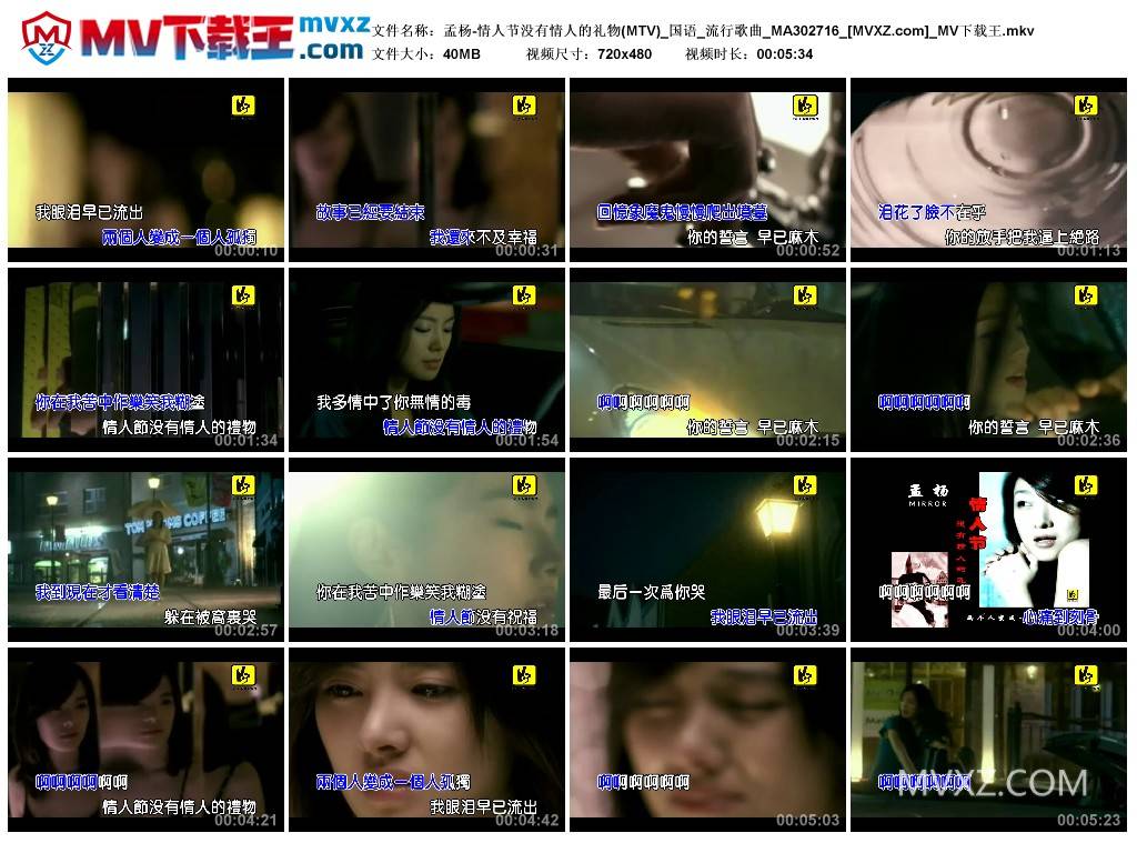 孟杨-情人节没有情人的礼物(MTV)_国语_流行歌曲_MA302716